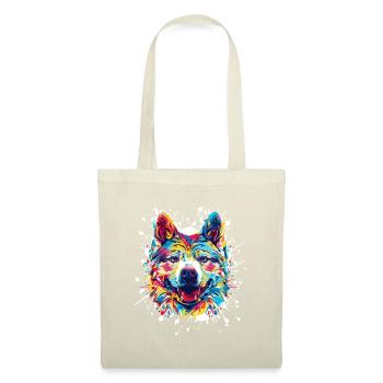 Buntes Hunde-Porträt im Splatter-Stil - Stoffbeutel - Rot - Vorne