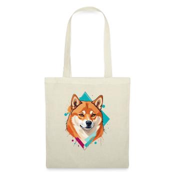 Shiba Inu Geometrische Farbflächen - Stoffbeutel - Rot - Vorne