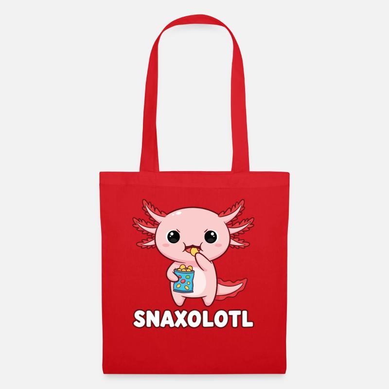 Mignon axolotl rose mangeant des chips - Sac en tissu - rouge