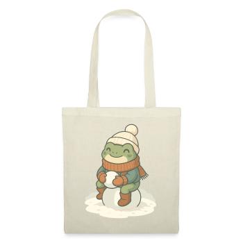 Winter Frosch – Cozy Frog im Schnee - Stoffbeutel - Rot - Vorne