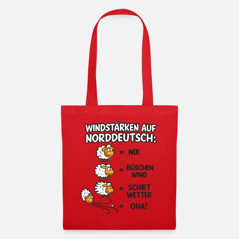 Norddeutsche Windstärken Schäfchen - Stoffbeutel - Rot