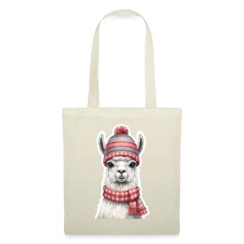 Winter Llama with Knitted Hat and Scarf - Tote Bag - red - Front