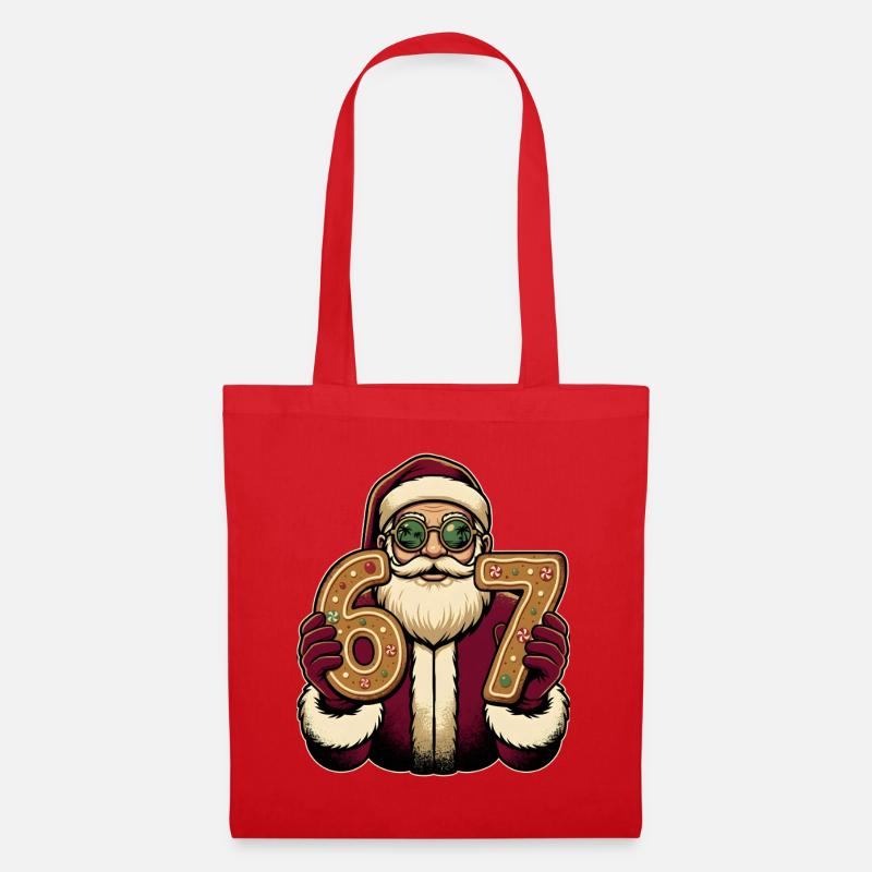 Santas Zuckerzahlen 67 - Stoffbeutel - Rot