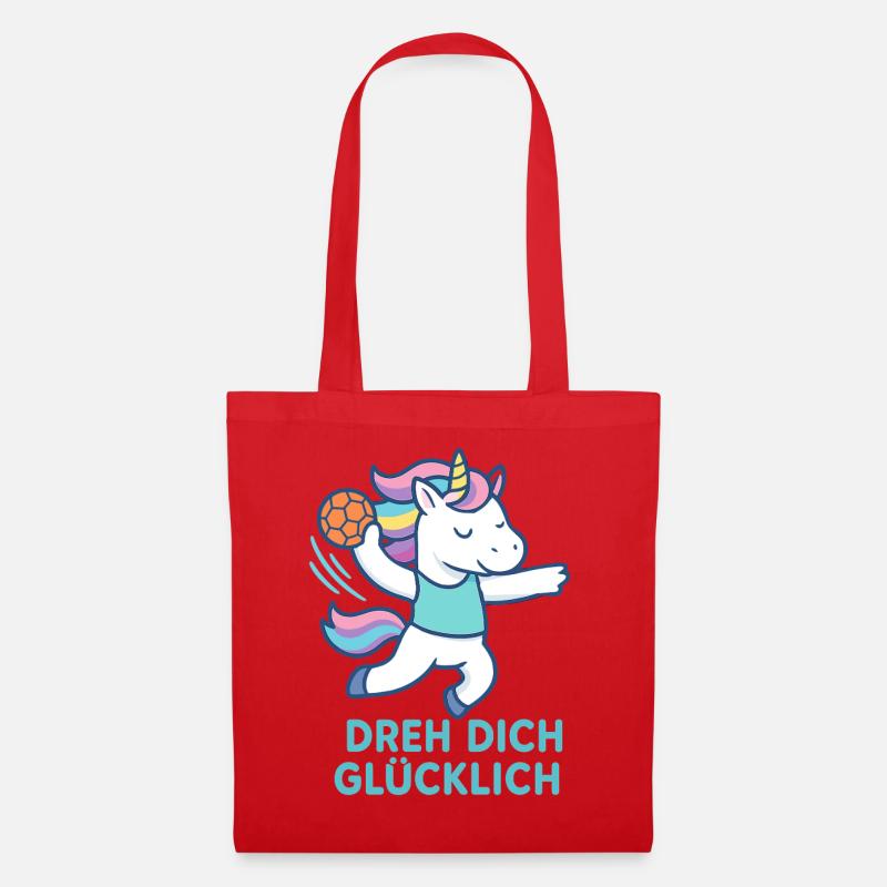 Einhorn Handball Dreh dich glücklich, Trickwurf - Stoffbeutel - Rot