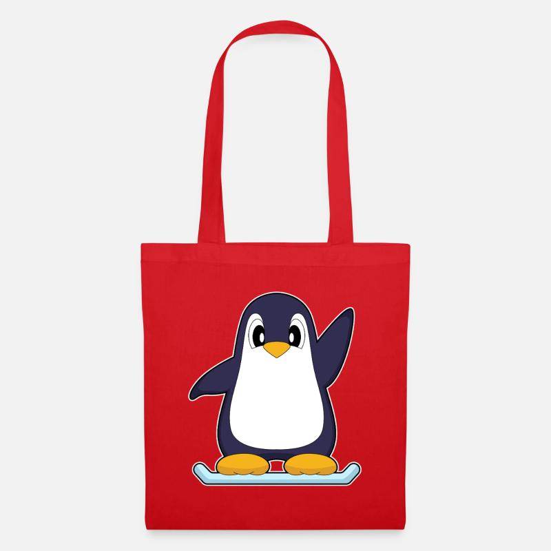 Pinguin Snowboarder Snowboard Wintersport - Stoffbeutel - Rot