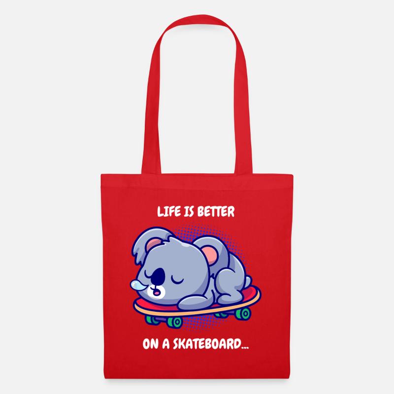 Koala on skateboard - Tote Bag - red