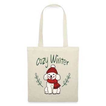 Cuddly winter dog with hat - Tote Bag - red - Front