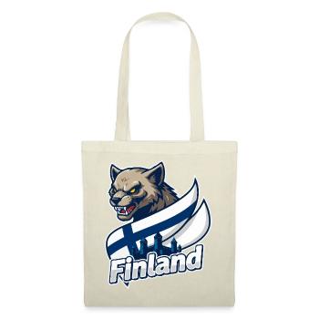 Finnland Wolf mit finnischer Flagge - Stoffbeutel - Rot - Vorne