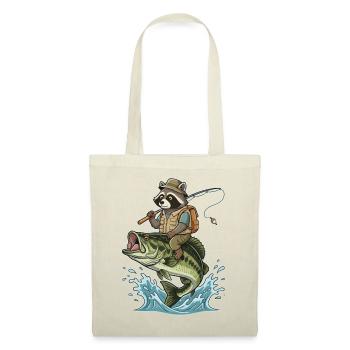 Funny raccoon rides on a bass fish - Tote Bag - red - Front