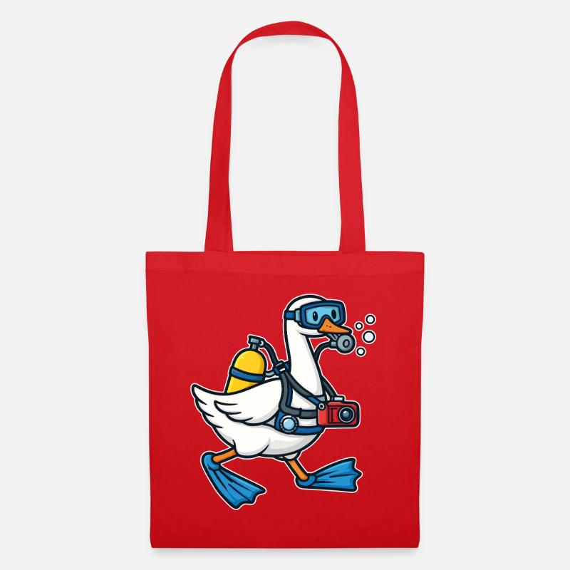Diver Duck with Camera - Tote Bag - red