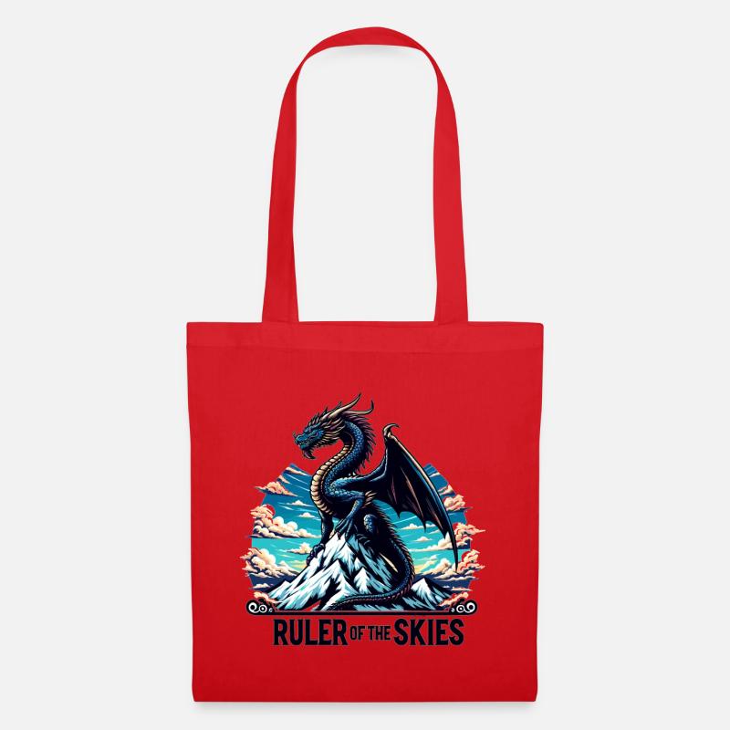 Dragon sky over mountain range - Tote Bag - red
