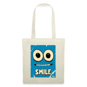 Visage de dessin animé bleu riant - Sac en tissu - rouge - Devant