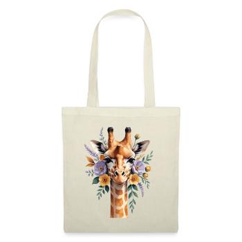 Giraffe mit Blütenkranz - Stoffbeutel - Rot - Vorne