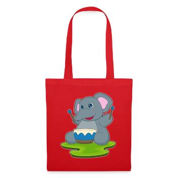 Elephant Musician Drum Music - Tote Bag - red - Front