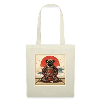 Samurai Mopshund Krieger Japanisches Kunstdesign - Stoffbeutel - Rot - Vorne