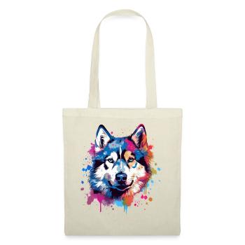 Art coloré éclaboussuré de chien Husky - Sac en tissu - rouge - Devant