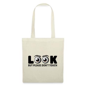 Look But Please Don’t Touch – Lustiges Augen-Desi - Stoffbeutel - Rot - Vorne