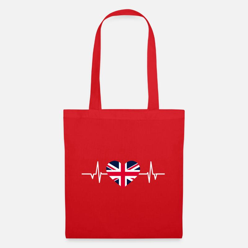 Union Jack Herzschlag - Stoffbeutel - Rot