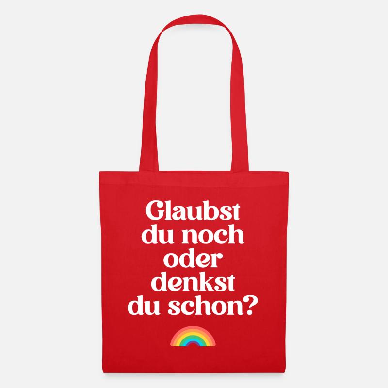 Atheisten: Glaubst du noch oder denkst du schon?  - Stoffbeutel - Rot