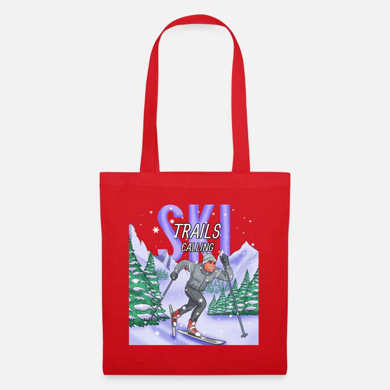 Ski Trails Calling Langlauf Sport - Stoffbeutel - Rot