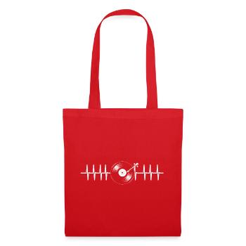 Vinyl Record Heartbeat Design - Tote Bag - red - Front