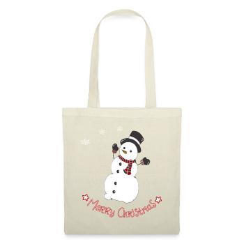 Fröhlicher Schneemann mit Schal - Stoffbeutel - Rot - Vorne