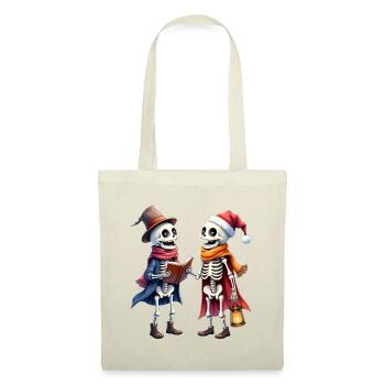 Squelettes de Noël avec chapeau et livre - Sac en tissu - rouge - Devant