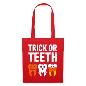 Trick or Teeth Halloween Tee - Tote Bag - red - Front