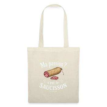 Cadeau Drôle : Ma passion c'est le saucisson - Sac en tissu - rouge - Devant