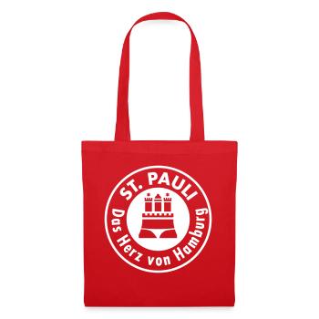 St Pauli. Das Herz von Hamburg. - Stoffbeutel - Rot - Vorne