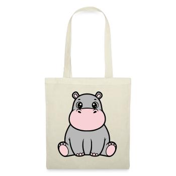 Süßes Baby Nilpferd Sitzend Kawaii - Stoffbeutel - Rot - Vorne