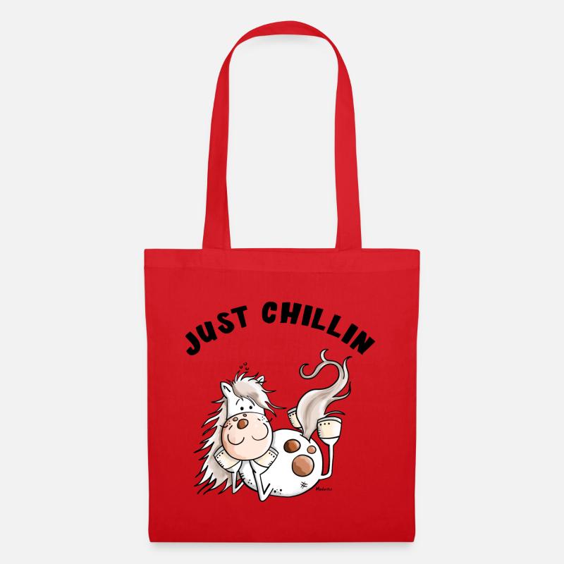 Chillendes Pferd - Comic - Pferde - Geschenk - Stoffbeutel - Rot