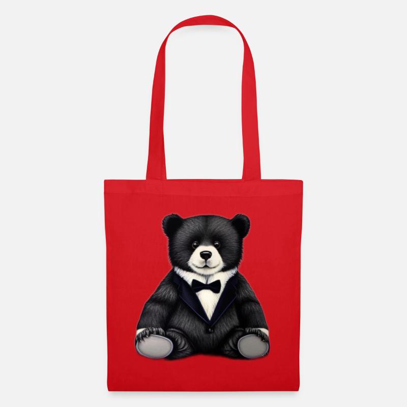 Eleganter Teddybär im Anzug - Stoffbeutel - Rot