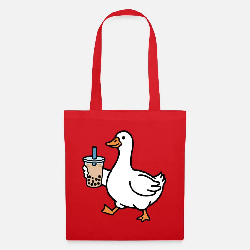 Croaking duck with bubble tea - Tote Bag - red