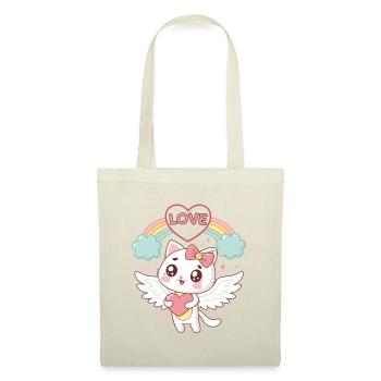 Chat ailé Arc en Ciel Amour - Sac en tissu - rouge - Devant