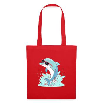 Delfin-Sommer-Pinkbrille - Stoffbeutel - Rot - Vorne