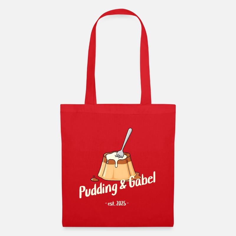 Pudding und Gabel - Est. 2025 - Stoffbeutel - Rot
