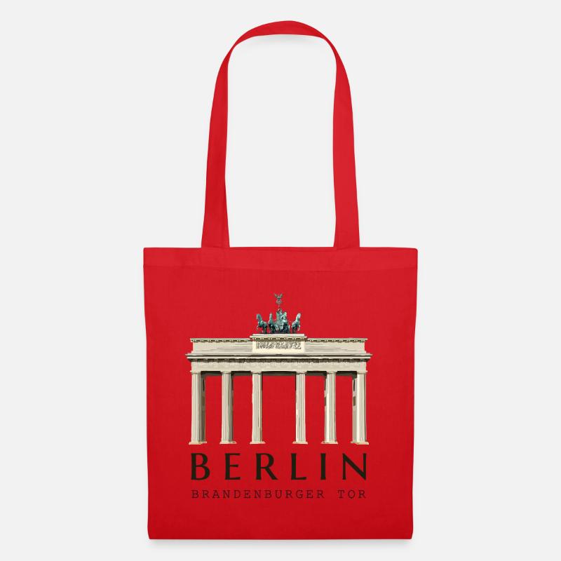 Berlin Brandenburger Tor handgezeichnet - Stoffbeutel - Rot