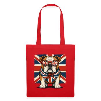 Bulldogge mit Union Jack Zubehör - Stoffbeutel - Rot - Vorne