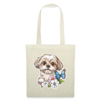 Shih Tzu und Schmetterling - Stoffbeutel - Rot - Vorne
