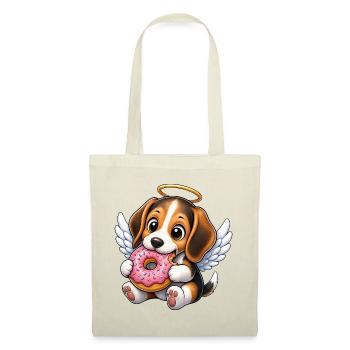 Cute Beagle Angel with Wings Cartoon Donut - Tote Bag - red - Front
