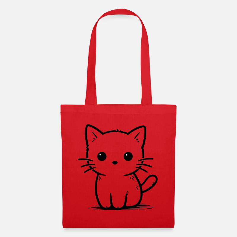 Night cat silhouette with eyes - Tote Bag - red