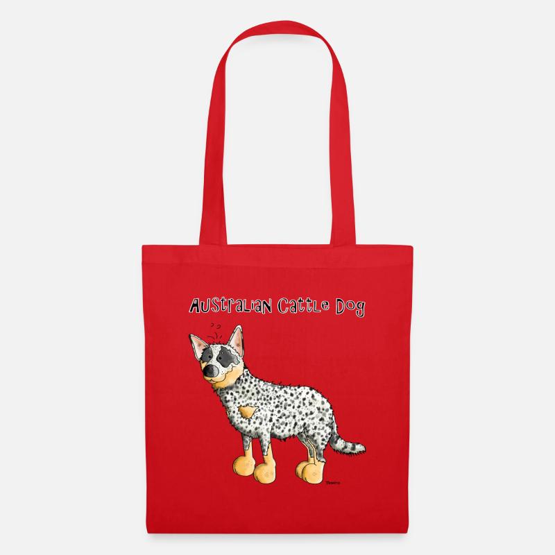 Glücklicher Australian Cattle Dog - Hund - Stoffbeutel - Rot