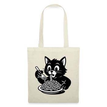 Katze iss Spagetti Meme - Stoffbeutel - Rot - Vorne