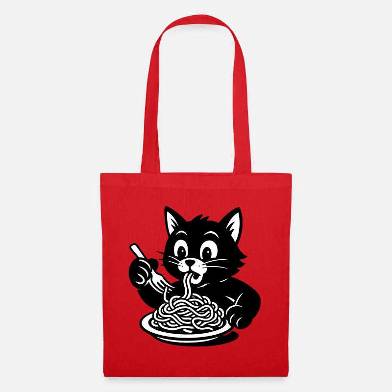 Katze iss Spagetti Meme - Stoffbeutel - Rot