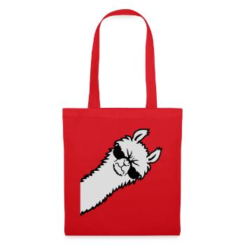 Lama Wütend Guckend Seite Sonnenbrille Cool Sauer - Stoffbeutel - Rot - Vorne