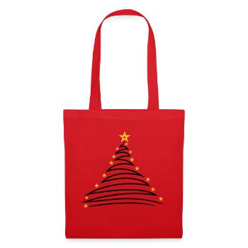 sapin sapin arbre sapin étoile joyeux chris - Sac en tissu - rouge - Devant