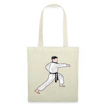 Karate fighter with black belt during training - Tote Bag - red - Front