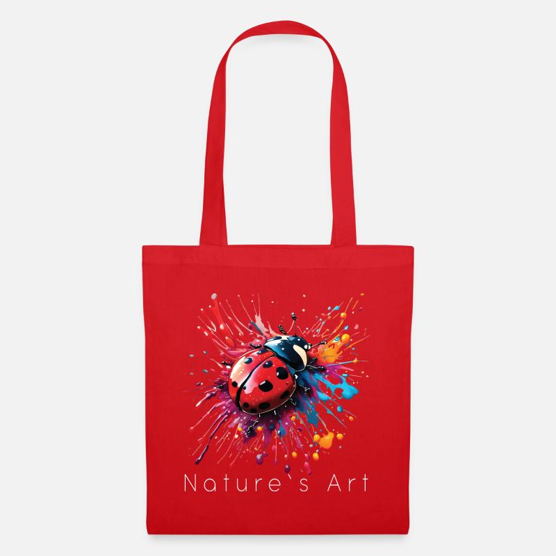 Conception de coccinelle colorée, art de la nature, texte blanc - Sac en tissu - rouge