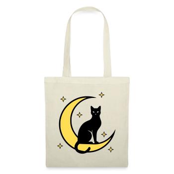Chat Lune Étoiles Sorcellerie - Sac en tissu - rouge - Devant